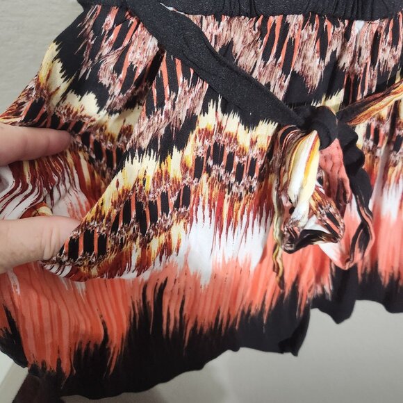 Bisou Bisou Womens S Sleeveless Rayon Tie-Dye Romper Black & Orange - Picture 4 of 13